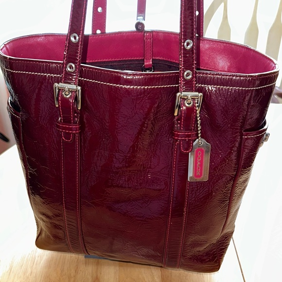 Oroton Handbags - Coach Vintage 1993 Deep Red Leather Tote
